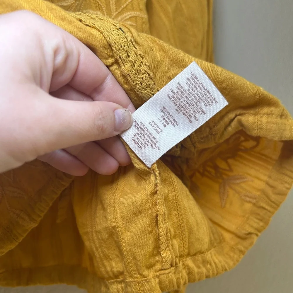 Free People Follow Your Heart Golden Yellow Embroidered women's s boho festival